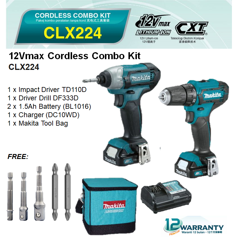 Makita CLX224 12V max Cordless Combo 