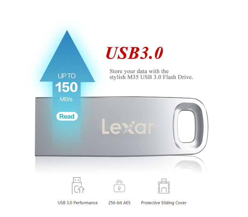 Lexar M35 USB Flash Drive 32GB 64GB Pen Drive Pendrive USB 3.0 256-bit AES 150MB/s Flash Drive Memory stick USB disk usb flash