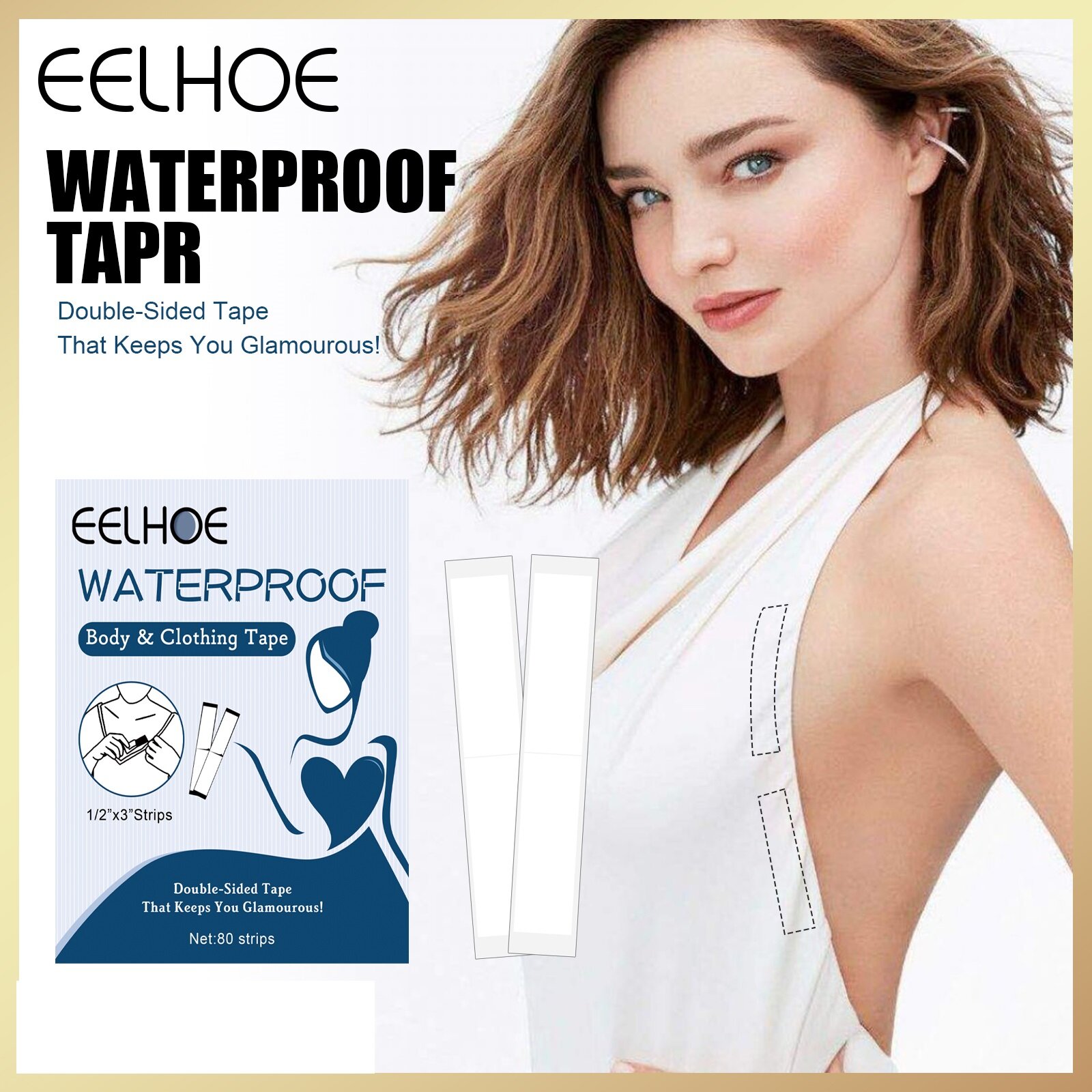 Eelhoe thân chống thấm nước băng dính quần áo chống tiếp xúc miếng dán ngực băng hai mặt dùng một lần băng dính quần áo cơ thể chống vải dệt siêu mỏng thoáng khí cho đồ lót áo ngực Dải băng dính ngực chống trượt