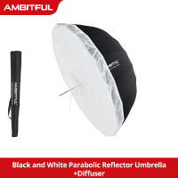 Ambitful 105cm 130cm 160cm sâu Parabol bạc đen phản chiếu màu trắng ô ánh sáng phòng thu ô khuếch tán vải che