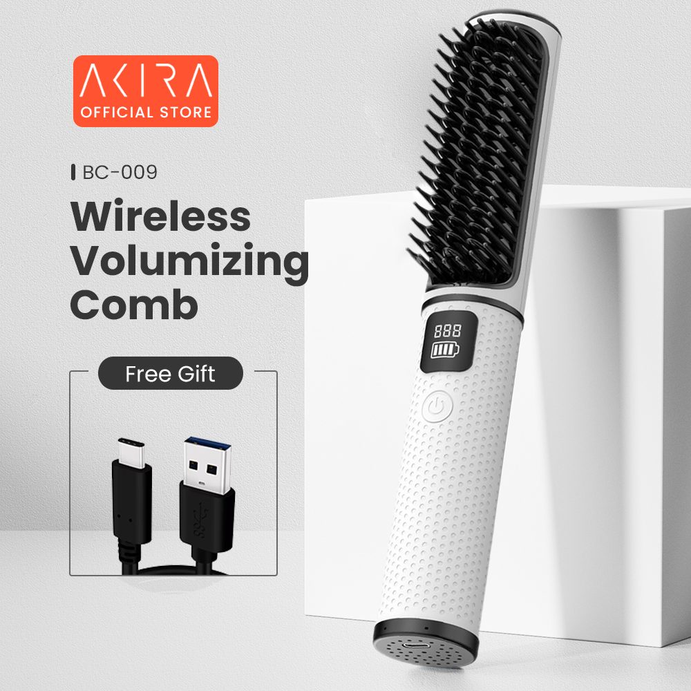 Nhật Bản Akira USB Lược chải thẳng tóc Xách Tay máy duỗi mini Bàn chải tóc Không Dây máy duỗi tóc dụng cụ tạo kiểu tóc Cho Du Lịch