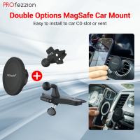 PROfezzion 2 In 1 MagSafe Car Mount Phone Holder For CD Slot and Air Vent Clip for iPhone 16 15 14 13 12 Pro Max Plus or Android Mobbie Phones