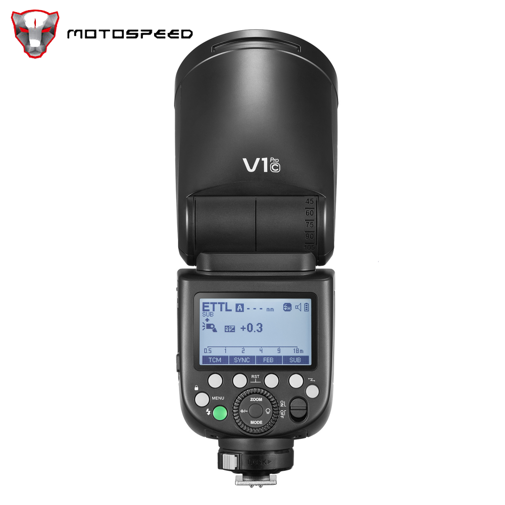 MOTOSPEED GODOX V1 PRO C 2.4G Wireless Camera Flash 1/8000s HSS 1.3s Recycle Time with M/TTL Flash Mode 10 Levels Adjustable Brightness Support Type-c Powered with Power Supply Port & Detachable Sub Flash Speedlite Compatible with Canon EOS Cameras ราคา 12,070 บาท*ส่งฟรี