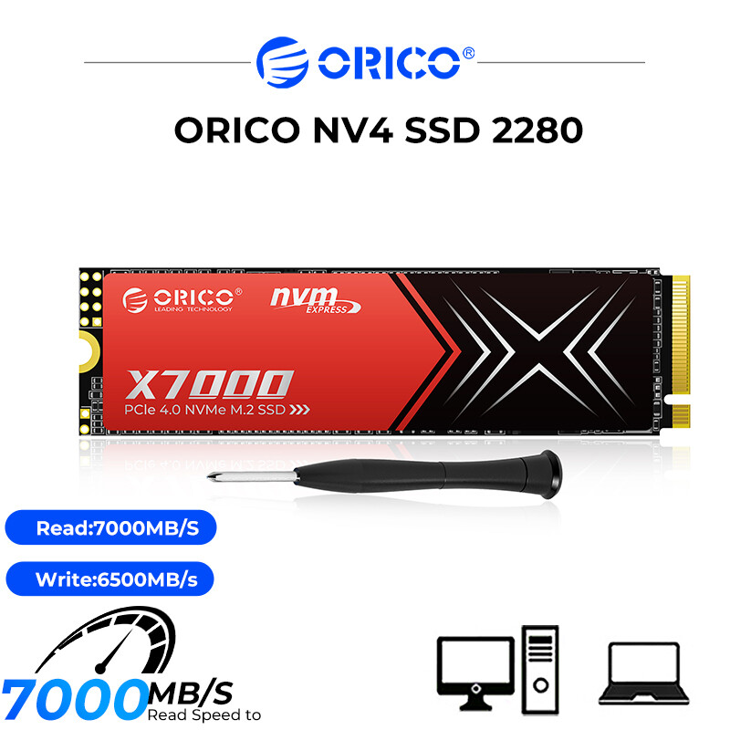 ORICO 7000 Mb/s SSD 4TB NVME M2 PCIe 4.0x4 2280 Heatsink SSD Nmve Internal Hard Drive Internal SSD For PS5 Laptop ราคา 4,098 บาท*ส่งฟรี