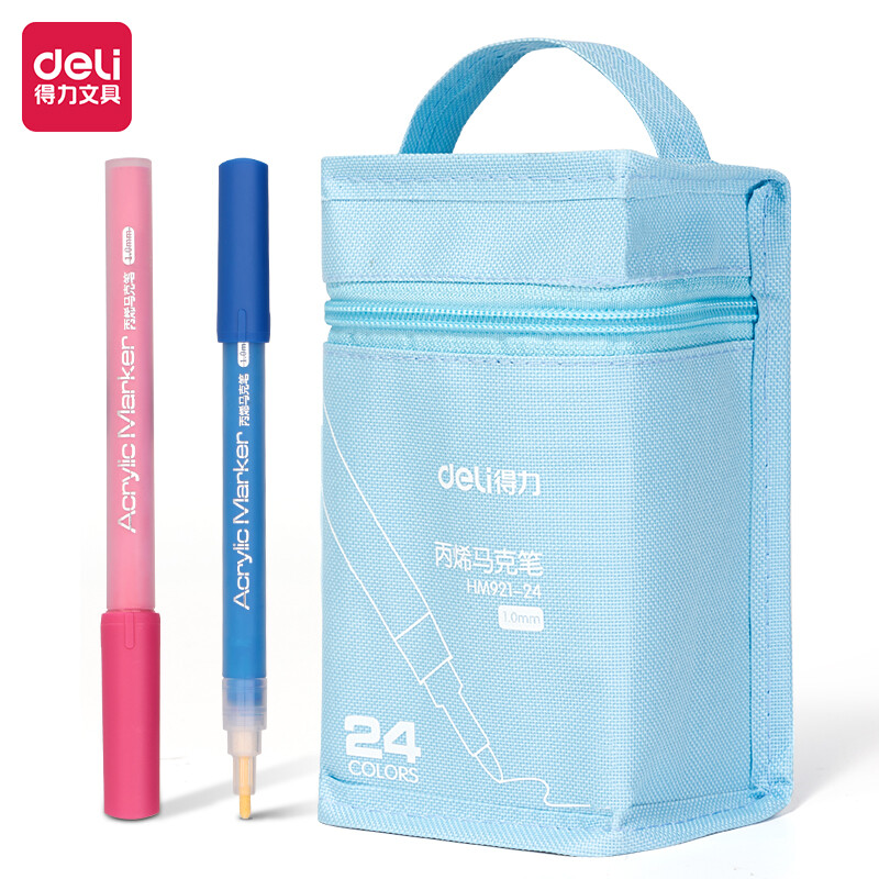 Deli 24 màu acrylic đánh dấu bút màu nhanh chóng làm khô sơn chống thấm HM921-24 bút