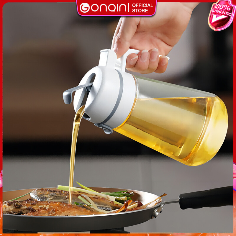 Chai dầu thủy tinh tự động mở chai dầu ô liu cắm trại nướng BBQ Baking nước tương giấm container