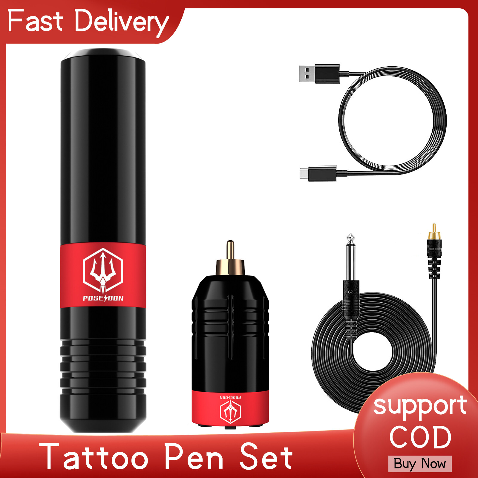  POSEIDON Tattoo Pen Kit-Tattoo Machine with Wireless Power Supply Tattoo Machine Rotary Tattoo Pen for Tattoo Artist Tattoo Accesories Supply Tattoo Supplies Professional Tattoo Tool 