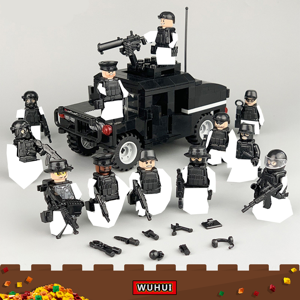 WUHUI Bộ Đồ Chơi Mô Hình Nhỏ WW2 Quân Đội SWAT 12 + 1 Cái Khối Xây Dựng Đồ Chơi, Nhân Vật Gạch Lính Lực Lượng Đặc Biệt GẠCH XÂY DỰNG Vũ Trang Hummer Dành Cho Trẻ Mẫu Giáo Từ 3 Tuổi Trở Lên Đồ Chơi Trẻ Em Tương Thích Với Tất Cả Các Thương Hiệu