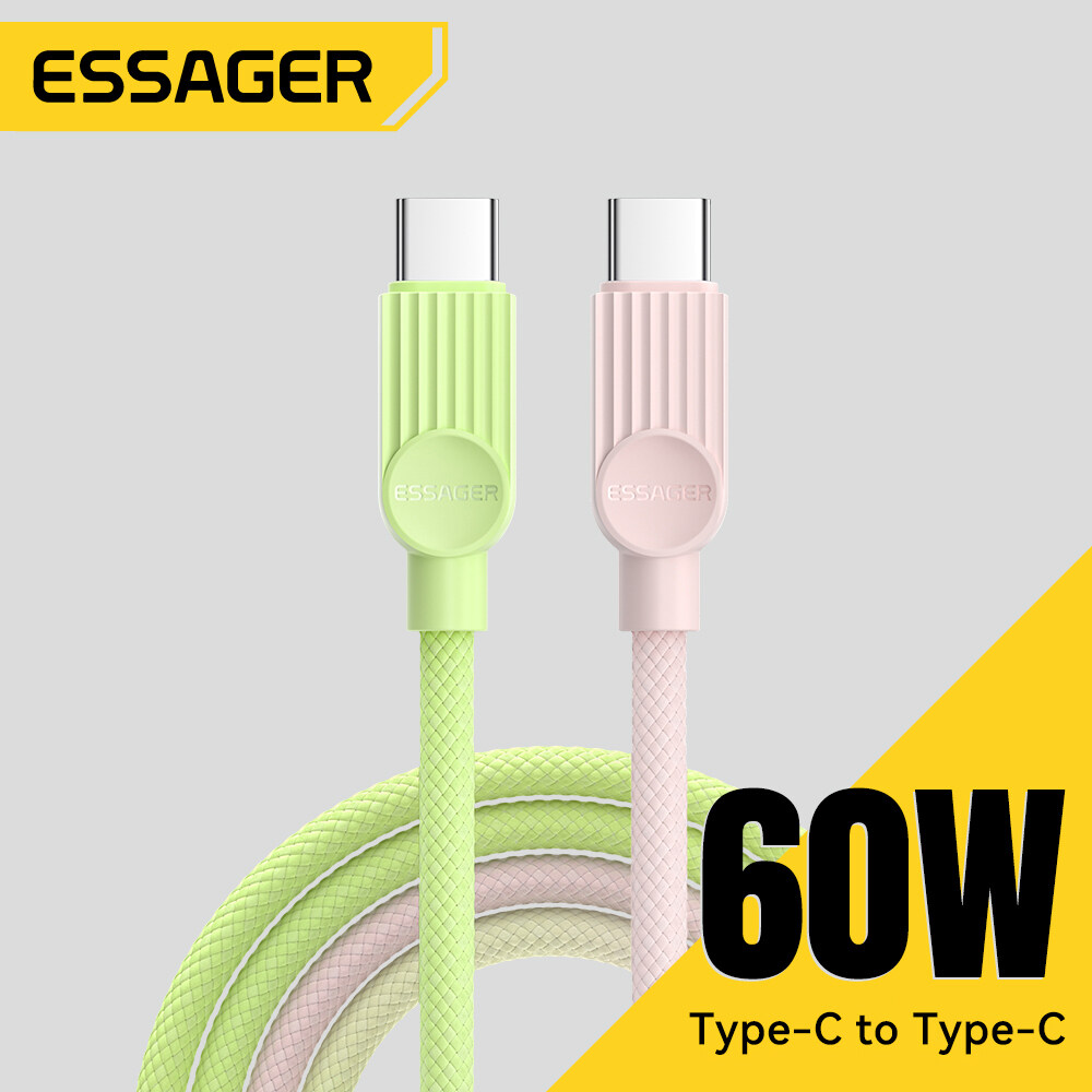 Essager 60W Loại-C c-c sạc nhanh cáp Macaron hai-màu Loại C nhanh chóng sạc 60W điện thoại di động dây dữ liệu cho iphone16 15 Xiaomi Samsung Huawei máy tính xách tay Máy tính Bảng MacBook iPad Macaron đầy màu sắc C-C nhanh chóng cáp sạc