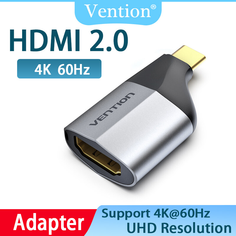 Vention Bộ Chuyển Đổi USB C Type C HDMI 2.0 Bộ Chuyển Đổi 4K 60Hz USB C Sang HDMI Chip Bảo Mật Thông Minh Cho MacBook Samsung S10/S9 Huawei P40 Huawei Mate 20 P20 Máy Tính Bảng Thành Màn Hình TV Type C Thành Đầu Chuyển HDMI