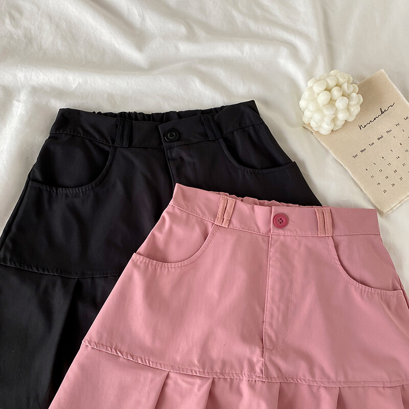 Pink Black Pastel Goth Plaid Pleated Skirt Gothic Kawaii Cute DDLG-megaelearning.vn