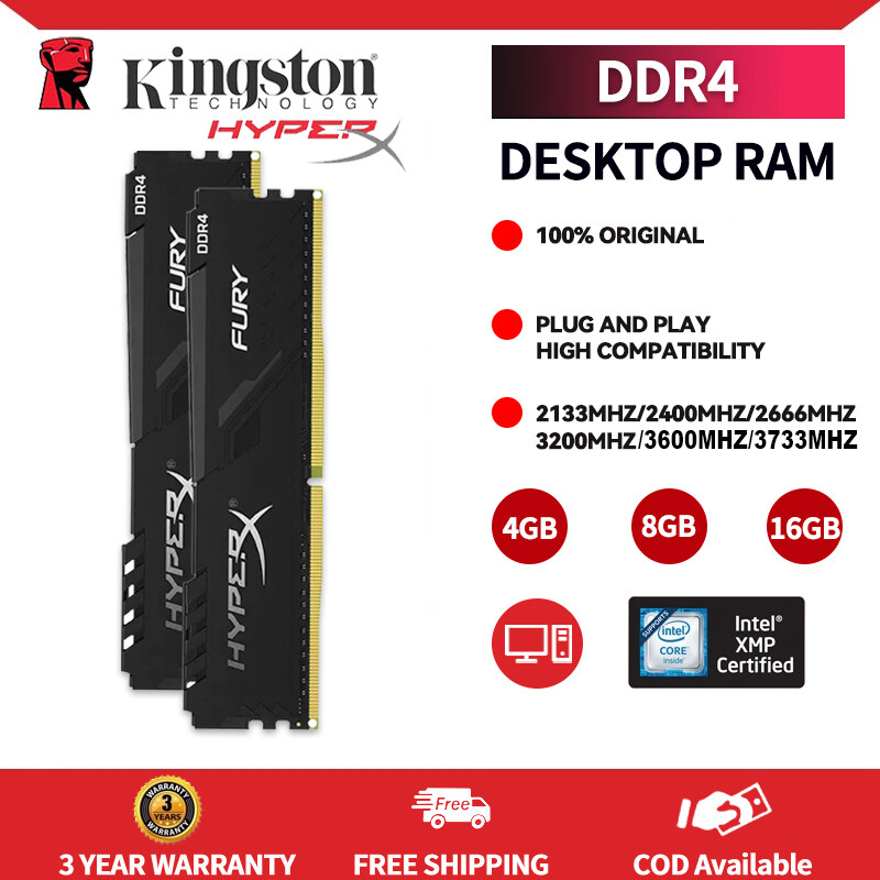 Kingston HyperX Fury New DDR4 RAM Máy Tính Để Bàn 4GB 8GB 16GB 2133MHz 2400MHz 2666MHz 3200MHz DIMM