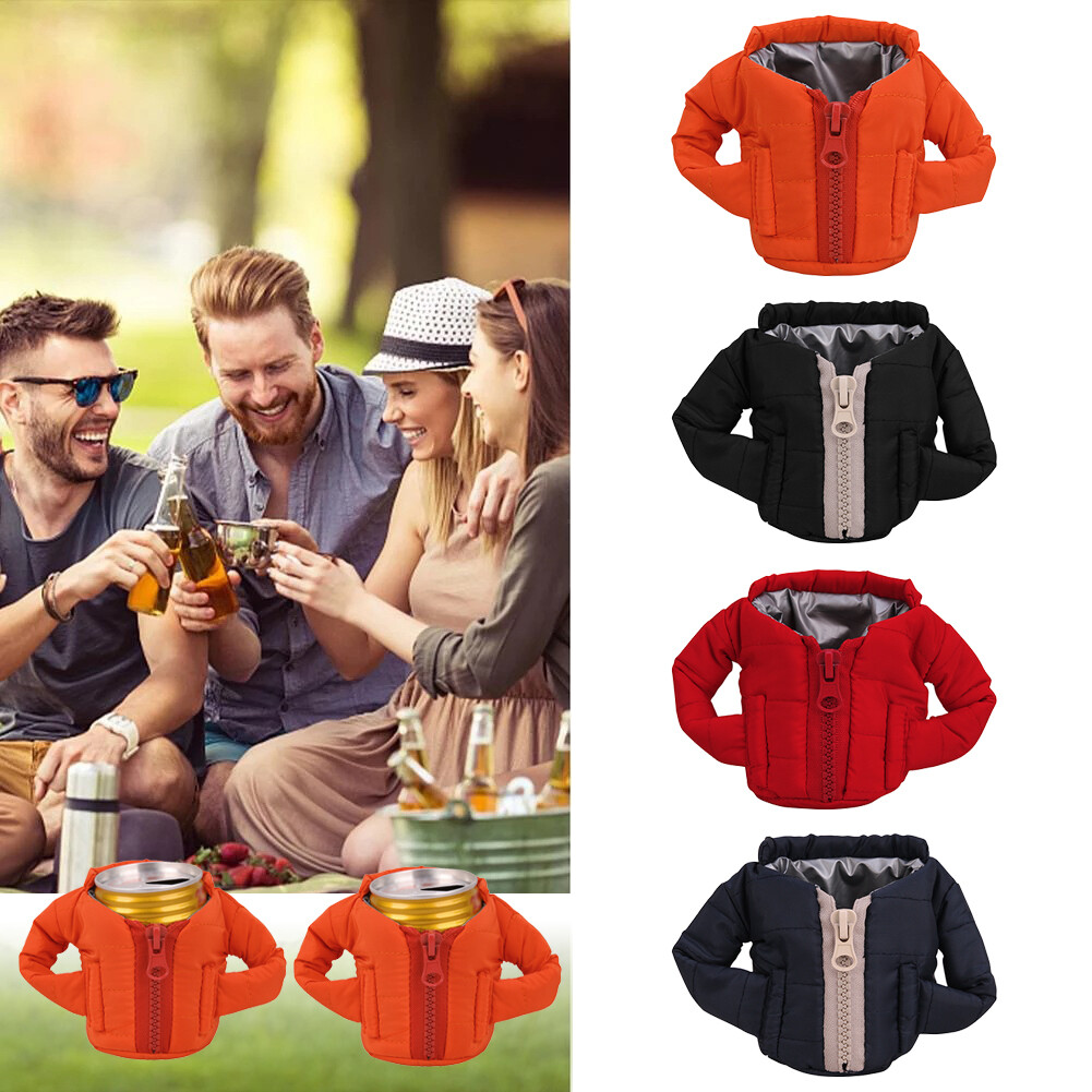 Gambar 1 PC Cola Bottle Insulation Cover Zipper Jacket Shape Creative Keeping Cool Beer Beverage Can Holder Party Funny Gifts