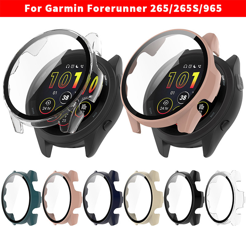 PC bảo vệ trường hợp Glass đối với Garmin Forerunner 965 265 265S Bumper bọc hoàn toàn trường hợp + 9H vỏ kính cường lực