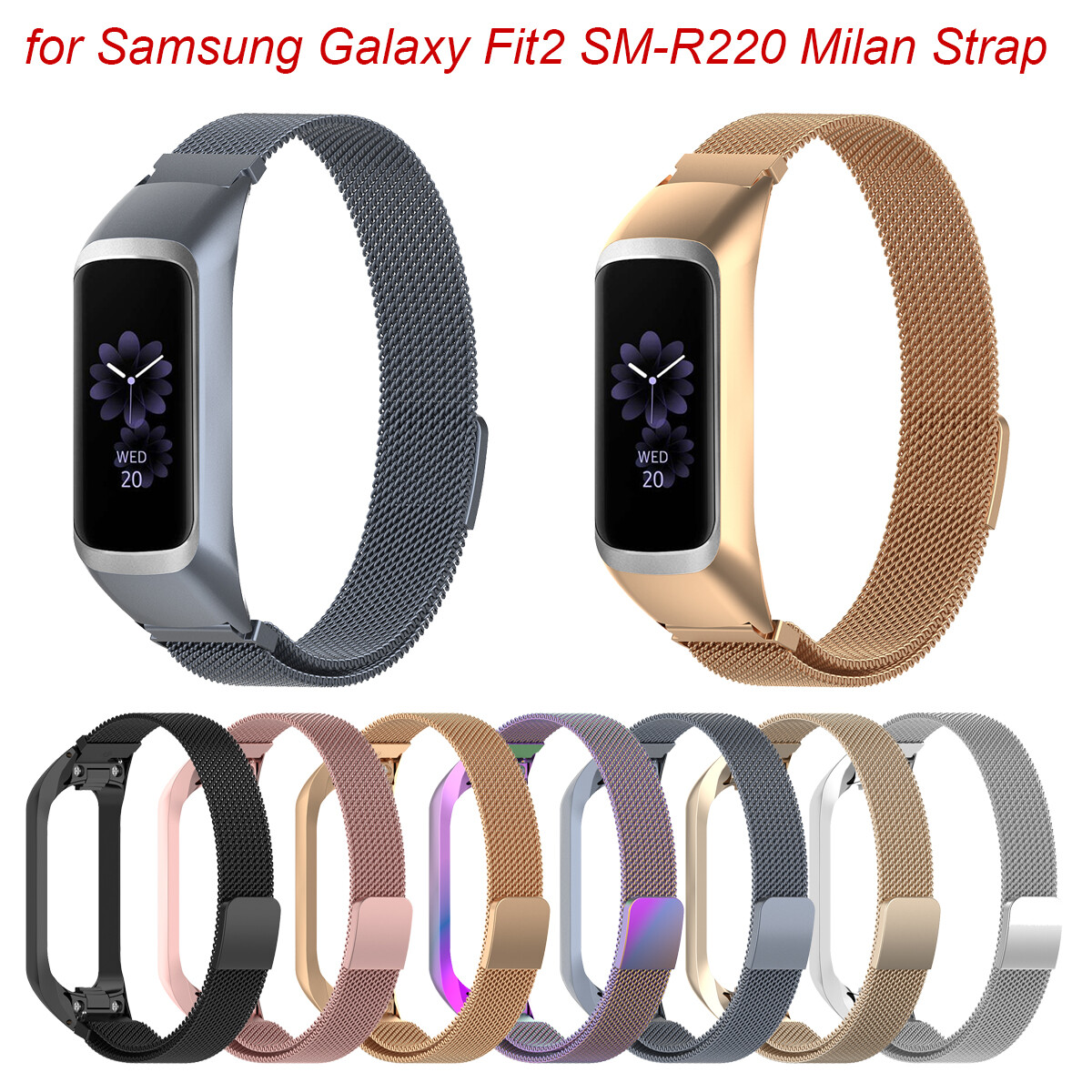 Dây đeo kim loại milanese cho samsung galaxy fit2 sm-r220 dây đeo cổ tay bằng thép không gỉ dây đeo thay thế