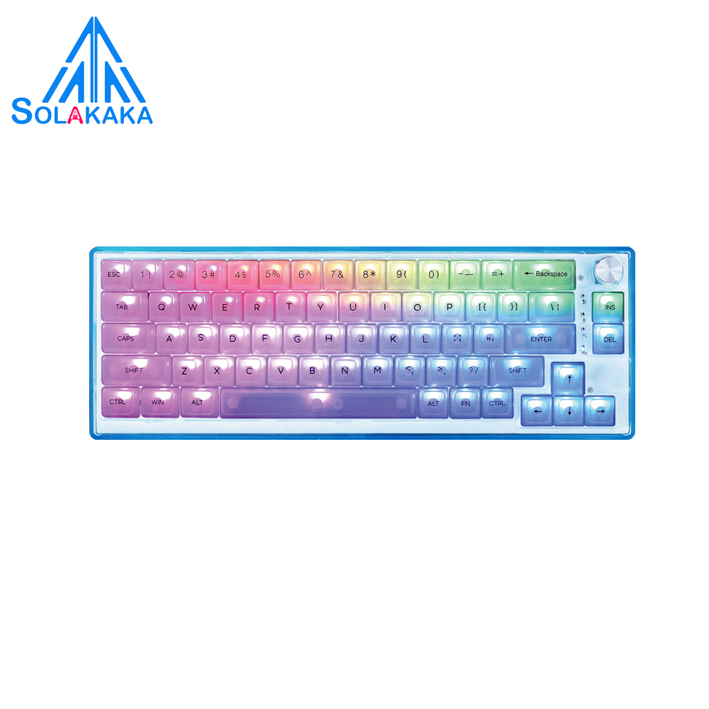 Solakaka 66 phím hot-swappable bàn phím cơ khí cắm nóng cơ khí Bàn phím có dây đèn nền RGB trong trò chơi bàn phím có dây suốt Keycap bàn phím cho Mac/Android/IOS có thể lập trình