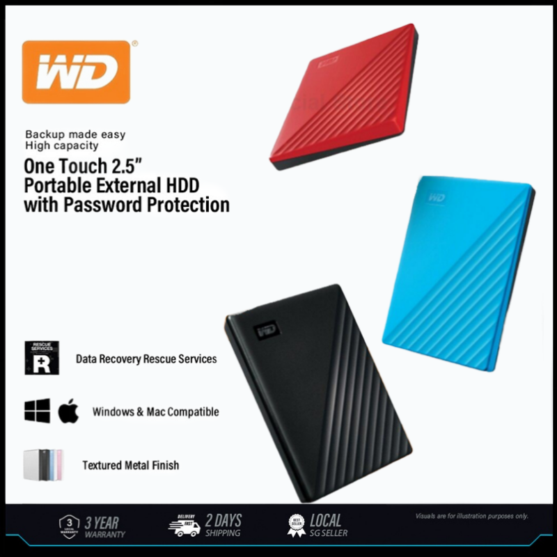 อุปกรณ์จัดเก็บข้อมูล WD หนังสือเดินทางของฉันฮาร์ดไดร์ฟพกพาสะดวก 1TB/2TB/4TB/5TB/6TB แบบพกพา USB3.0 การสำรองข้อมูลแล็ปท็อปที่เหมาะสมการเลือกหลายสี ราคา 1,443 บาท*ส่งฟรี
