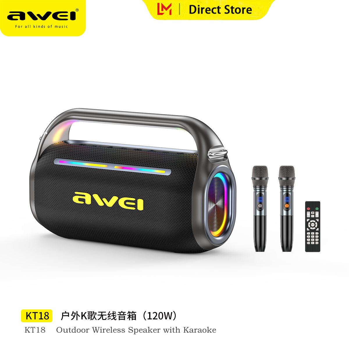 [120W portable wireless Bluetooth speaker with mic remote controller RGB light emergency charging waterproof karaoke subwoofer speaker support aux SD card U disk for outdoor home party,120W portable wireless Bluetooth speaker with mic remote controller RG ราคา 9,537 บาท*ส่งฟรี