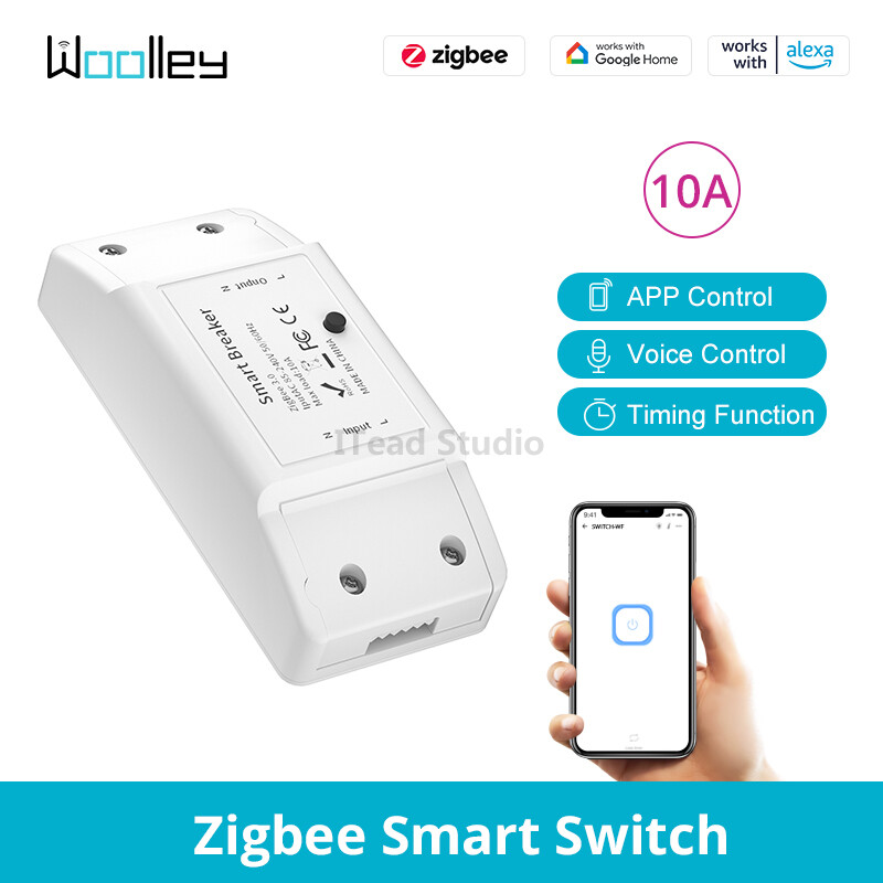 WOOLLEY 10A/16A Công tắc thông minh Zigbee Mô-đun DIY Bộ ngắt mạch Zigbee Điều khiển ứng dụng eWeLink Công tắc đèn nhà thông minh Công tắc Zigbee 3.0 Yêu cầu Zigbee Hub