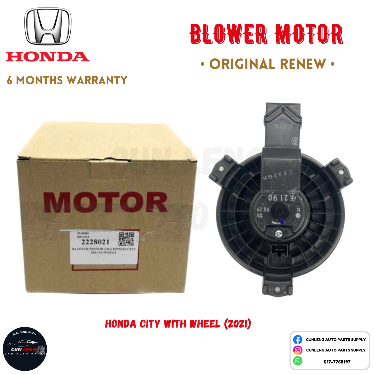 Honda City With Wheel (2021) Car Aircond Blower Motor Harga  539 Ringgit*Penghantaran Percuma