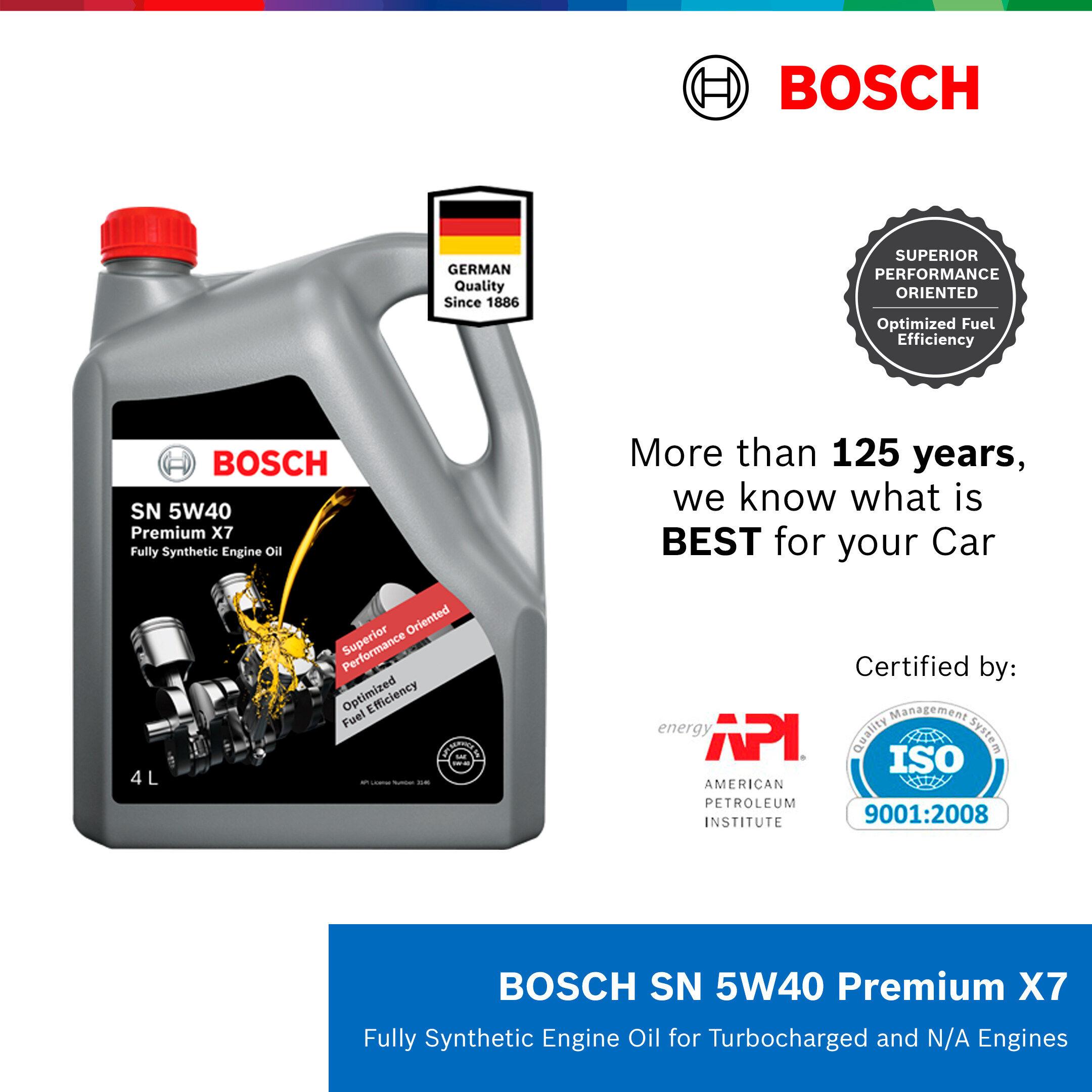 Bosch Premium X7 5W40 Fully Synthetic Engine Oil 4L 1987L24073