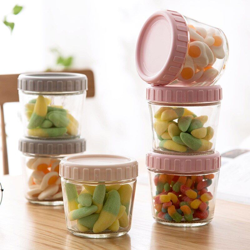 Gambar 2 Piece Small Sealed Glass Jars Kitchen Food Storage Box Tank Coffee Bean Storage Can Jar With Lid Food Container Jars