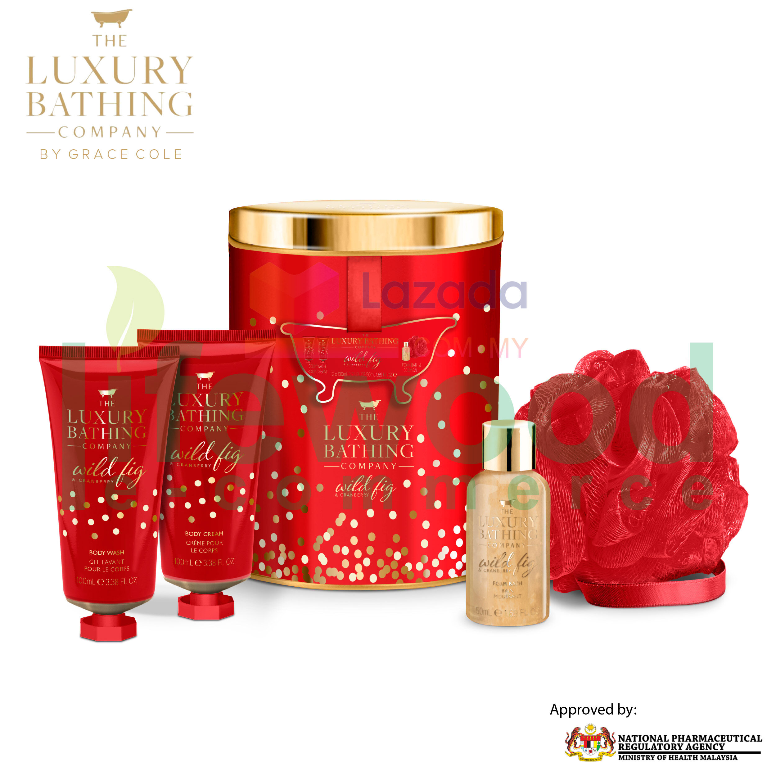 Gambar THE LUXURY BATHING COMPANY Decadence Reusable Tin Containing 100ml Body Wash, 100ml Body Cream, 50ml Foam Bath and Body Polisher