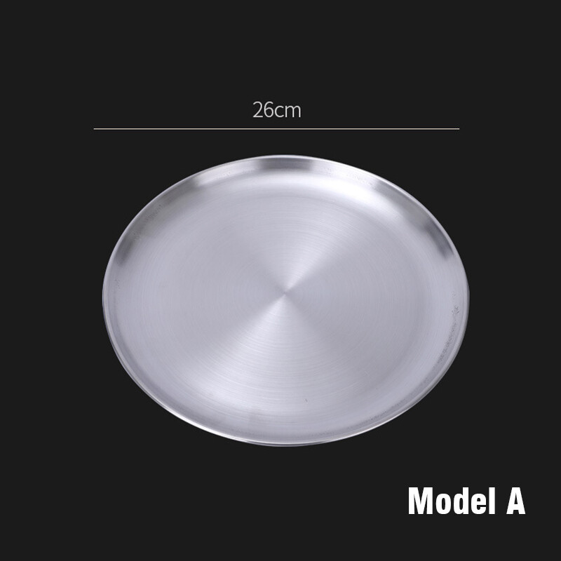 Gambar Household Round Plate Korean Style Pastry Pickled Vegetable Tray Buffet Grilled Meat Dish Stainless Steel Dinner Plate 3pcsset