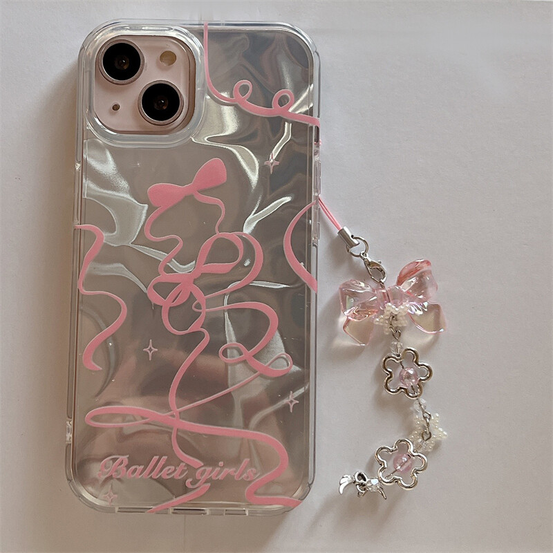 Nơ Hồng Ribbon dây treo Vỏ điện thoại Iphone 12 Pro Max vỏ điện thoại thích hợp cho Apple iPhone 13 iPhone 15 Pro Apple vỏ điện thoại