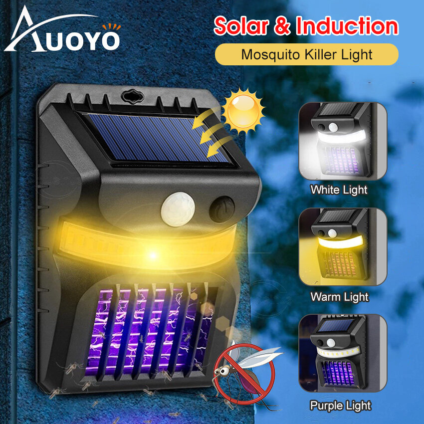 Auoyo cảm ứng năng lượng mặt trời đèn đèn muỗi ngoài trời đèn tường chống nước đèn cảm biến năng lượng mặt trời đèn đường đèn trang trí vườn tược đèn sân vườn cho ngoài trời