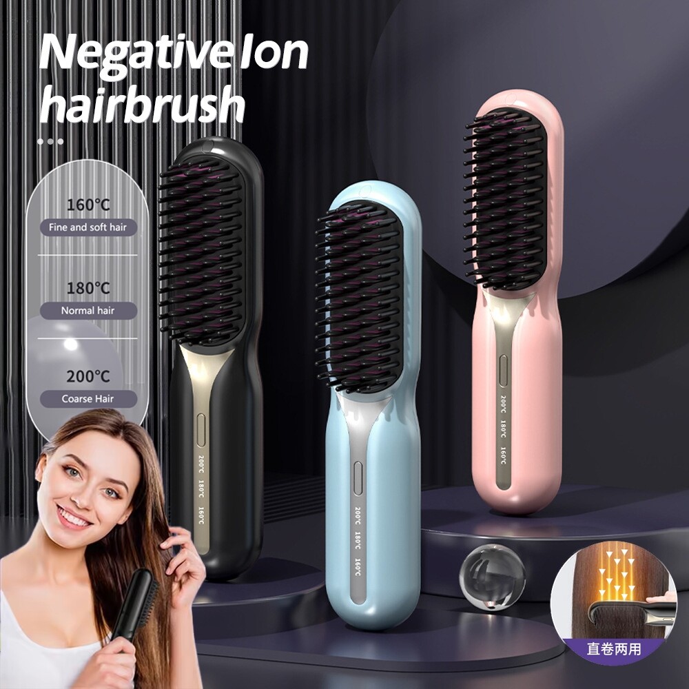  Cordless Electric Hair Straightener Comb Brushes Hair Curler MCH Ceramic Heating Negative Ion With LED Screen Hair Straightener Brush Rechargeable Styling Comb 