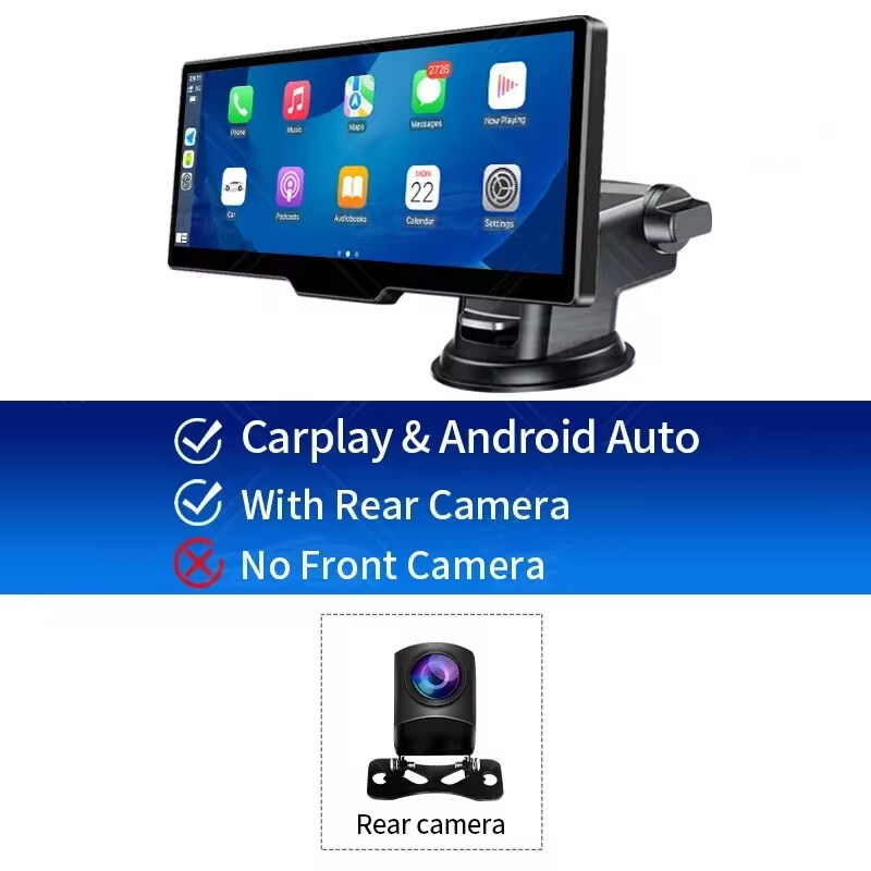 Ekleva 10.26 Inch Dash Cam Xách Tay Không Dây Carplay Màn Hình HD Phía Sau Đảo Lời Máy Ảnh DVR cho x