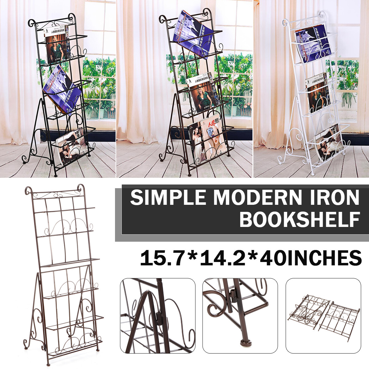 Nghiêng Kệ Tạp Chí Báo Văn Học Giá Kệ Sách Lưu Trữ Sắp Xếp Giá Sách Kệ Sắt 42X55X18Cm Nhà Phòng Khách Văn Phòng