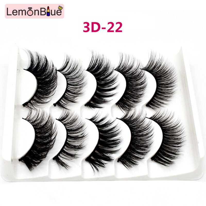 Gambar 5pair pack European 3D Fake Eyelash Handmade Natural Thick Simulation Eye Lashes Extension Tools for Women Eye Cosmetic
