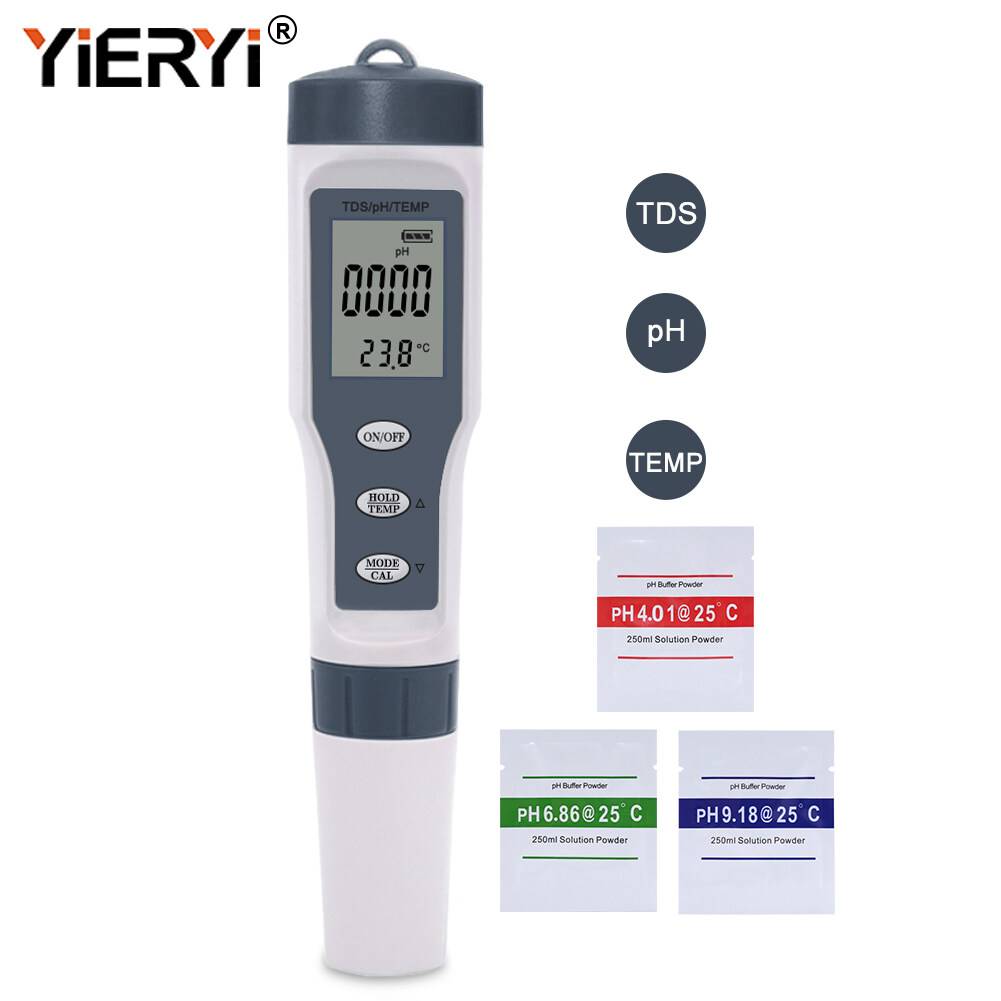 Yieryi 3 in 1 Test TDS/PH/TEMP Water Quality Monitor TDS Tester Kit for Pools Drinking Water Acidometer