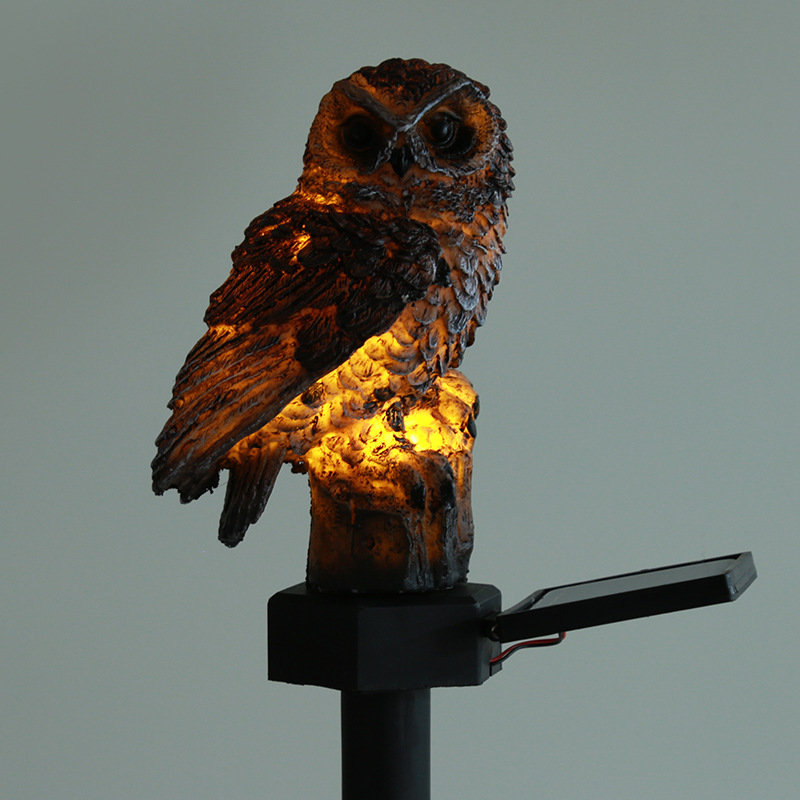 Solar outdoor lawn led lamp resin owl garden decoration solar energy LED lamp animal accessories owl solar garden landscape lamp