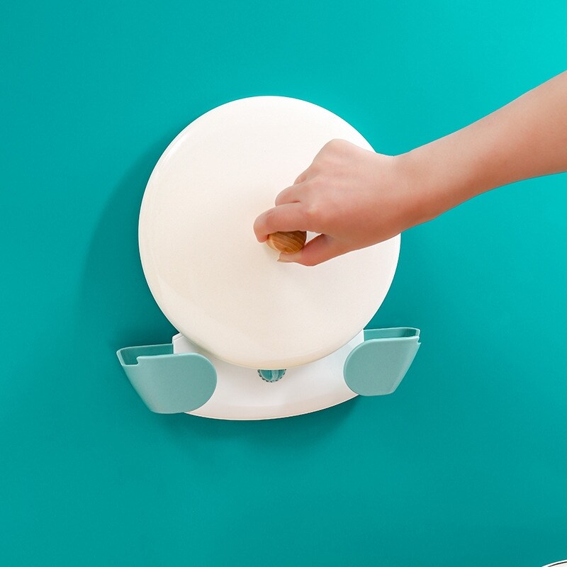 Gambar Kitchen Pot And Lid Rack Storage Wall mounted Multifunctional Household Desktop Perforated Cutting Board Shelf