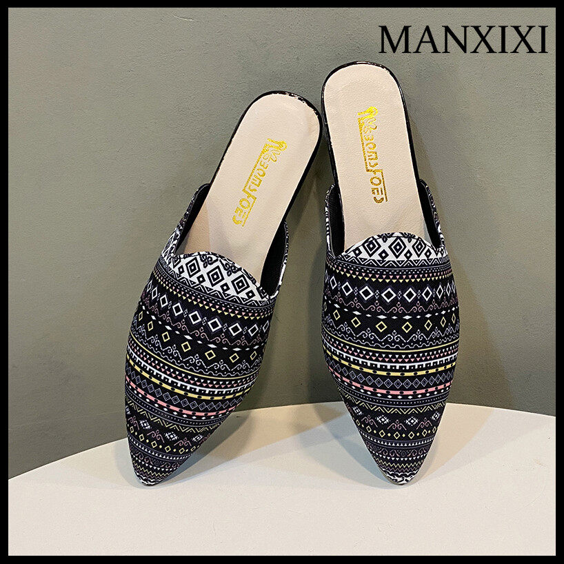 MANXIXI Women Fashion Loafers Beautiful Colorful Mules Flat Sandals (Size 35-40) ราคา 342 บาท*ส่งฟรี