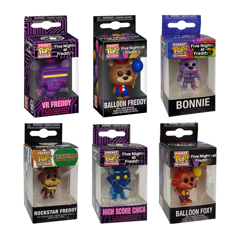 Funko Pop năm đêm tại freddy's Keychain FNAF Freddy Chica Bonnie Foxy Mặt dây chuyền búp bê bức tượng nhỏ chìa khóa đồ chơi Nhẫn