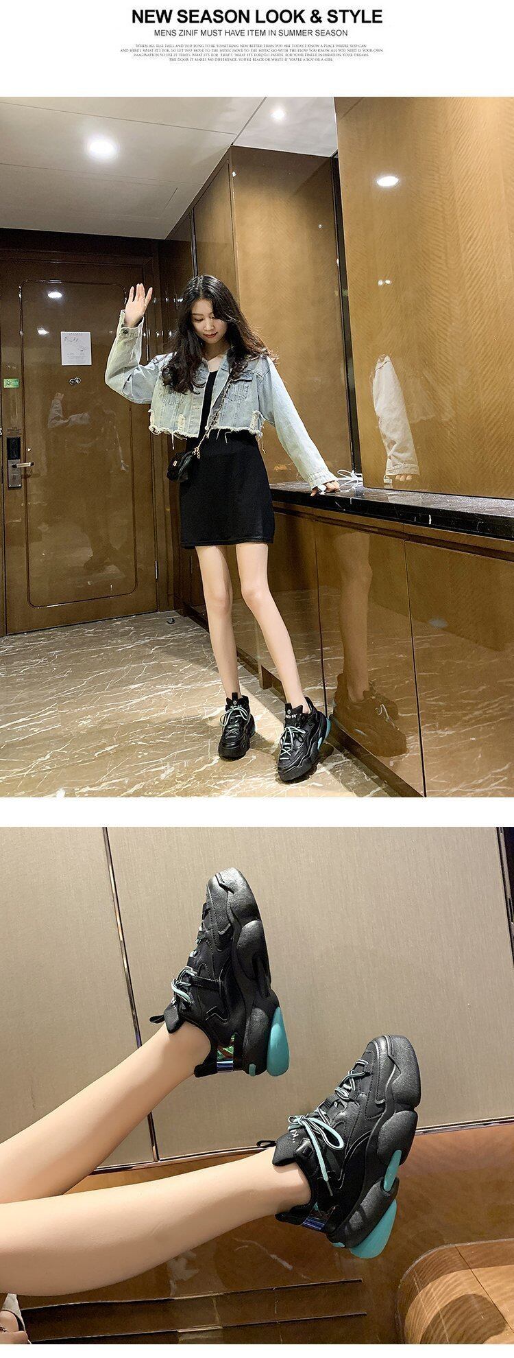 Giày Nữ Thời Trang Hàn Quốc Giày Da PU Đế Dày Nâng Cao Chống Thấm Nước Giày Thể Thao Ngoài Trời