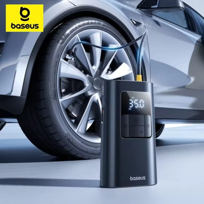 Baseus 2 in 1 Car Air Pump Wireless&Wired Car Air Compressor Dethable Flashlight 6000mAh Power Bank Portable Tire Inflator Pump ราคา 2,799 บาท*ส่งฟรี
