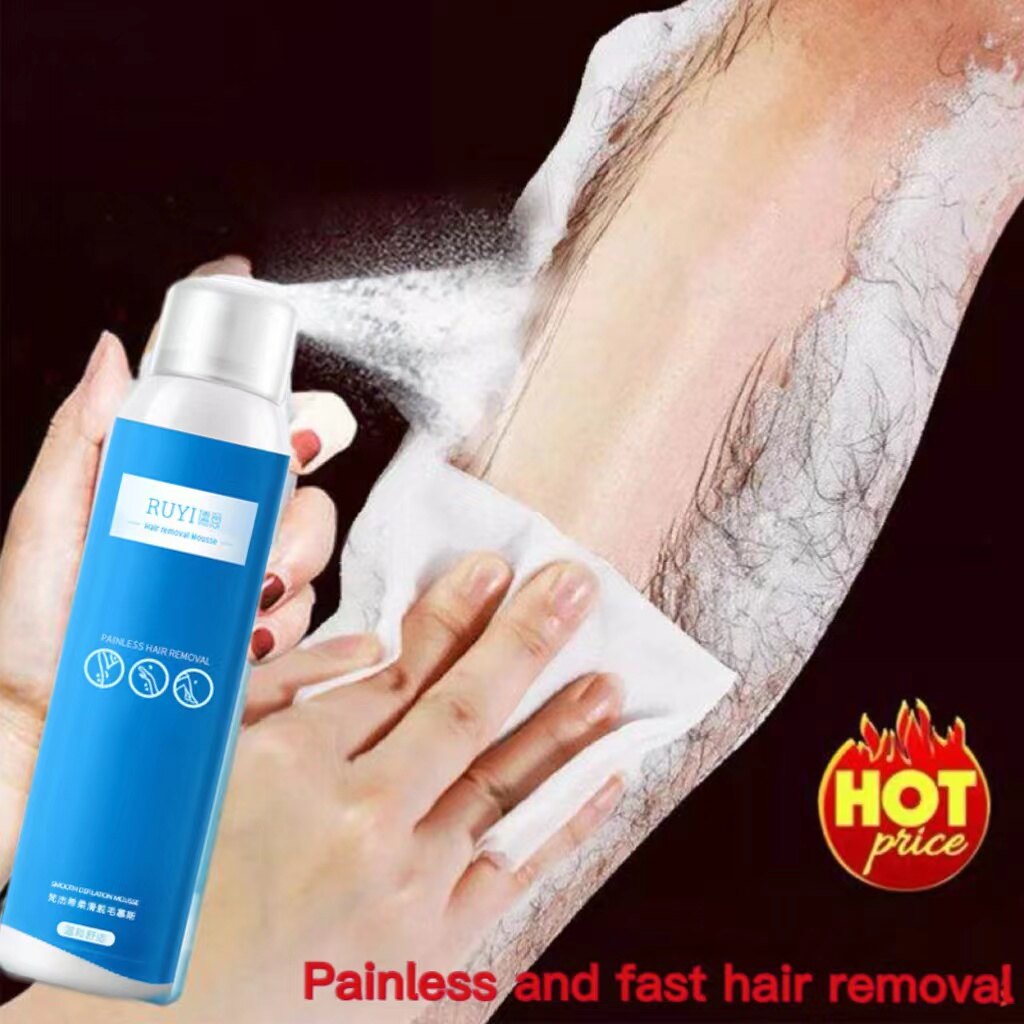 Gambar Painless hair removal spray, hair removal cream, fast hair removal, clean hair removal, gentle hair removal, suitable for the whole body, unisex, blue 120ml, fast hair removal, clean hair removal