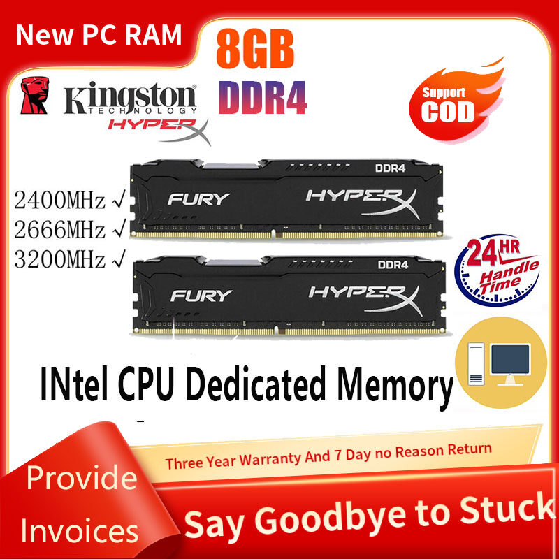 [Bảo hành 3 năm] Kingston HyperX Fury RAM DDR3 4 8GB 16GB 3200MHz 2666MHz 2400MHz Bộ nhớ RAM Intel C