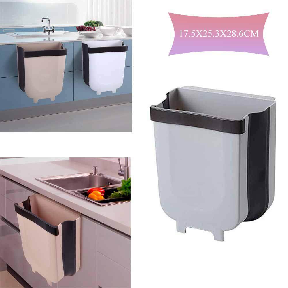 Leegoal Folding Waste Bin Kitchen Cabinet Door Hanging Trash Bin