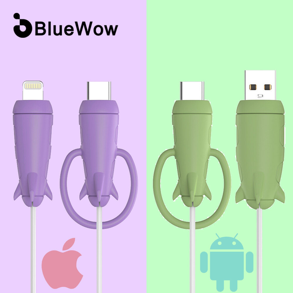 Bluewow bảo vệ cáp cho Android iPhone 14 13 18 20W sạc dụng cụ bảo vệ đầu