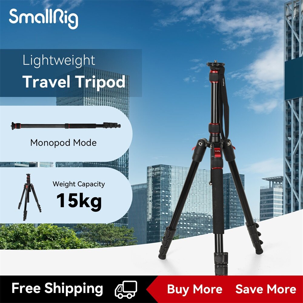 Smallrig chân đế du lịch 68" với vít 1/4"-20 và 3/8"-16 chiều cao có thể điều chỉnh từ 50cm đến 172cm chân máy đơn để đi bộ đường dài máy ảnh dslr mirrorless 3983