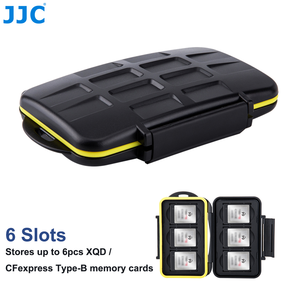 Hộp đựng thẻ nhớ JJC 6 khe Cfexpress XQD có ngăn chứa ngăn chứa cho thẻ nhớ 6 XQD hoặc Cfexpress Type-B, hộp đựng thân thiện với du lịch với khả năng chống nước và chống va đập