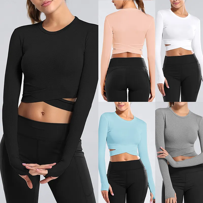 long sleeve running crop top