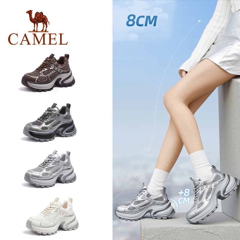 Cameljeans Women's Shoes Spring New Fashion Shoes Thick-soled Height-enhancing Dad Shoes Winter Plus Velvet Shoes ราคา 2,572 บาท*ส่งฟรี