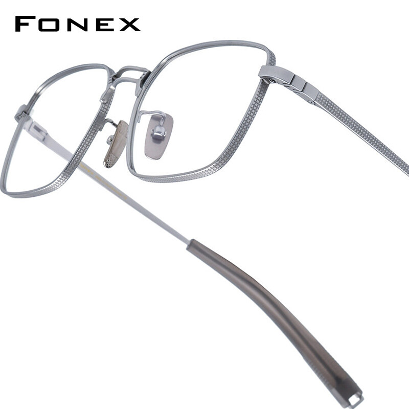 FONEX Gọng kính Titan nam thiết kế thương hiệu kính mắt dáng vuông kinh doanh siêu nhẹ Nhật Bản đầy đủ vành MRX-8827 kính mắt cho mắt tùy chỉnh chất lượng cao